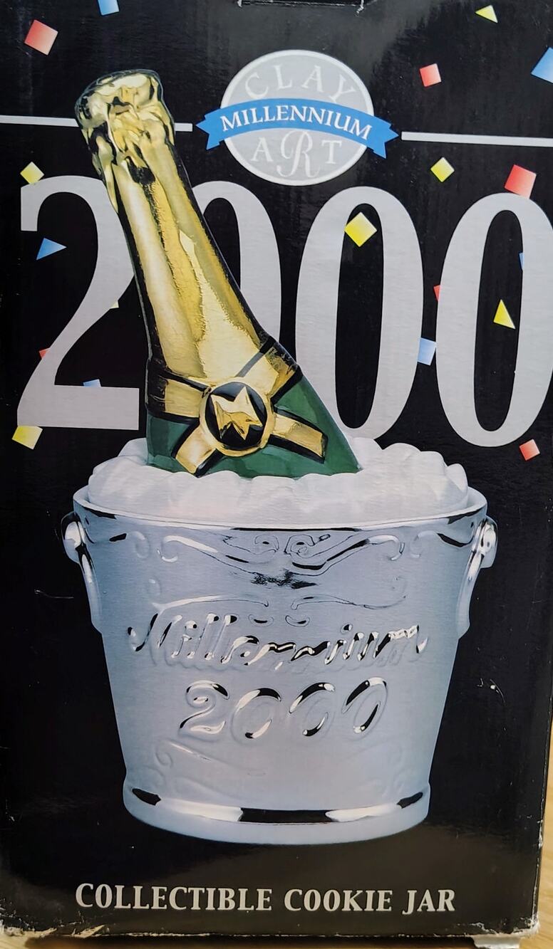 VTG 1999 Clay Art Millennium 2000 Champagne Ice Bucket Cookie Jar #8846 Rare MIB